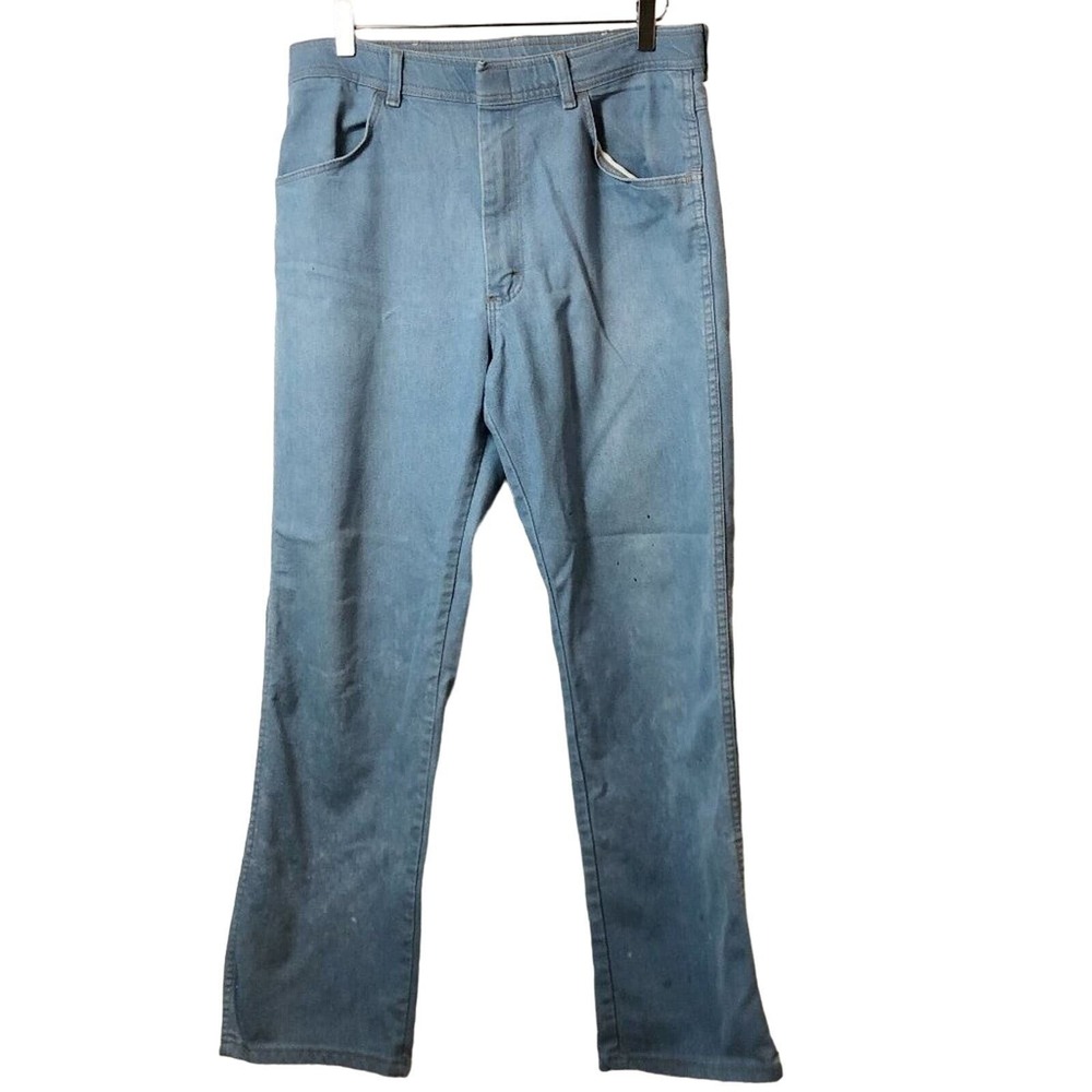 Vintage Wrangler Medium Wash Denim Mens Jeans Hook and Bar Clasp Closure 36X32